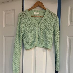 Open Stitch Cropped Cardigan